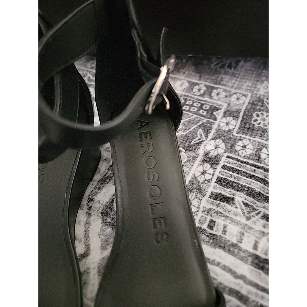 Aerosoles BOGABOO Black Wedge Sandals Sz 9 Ankle Strap Comfortable Open Toe! - Picture 3 of 8